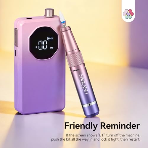 SAVILAND Nail Drill Professional 40000RPM 30S Fast Removal for Acrylic Nail - color: Purple