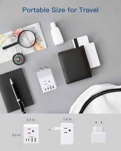 2 Pack European Travel Plug Adapter, Type C Plug Adapter Travel Essentials
