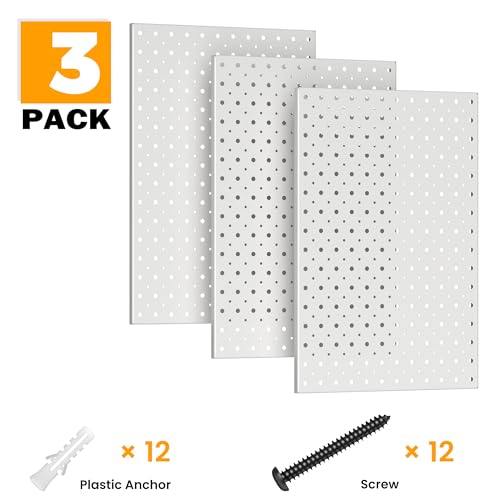 Pegboard Smith Metal Pegboard Panels, 16" x 12" Heavy-Duty Steel Wall Peg Boards for Garage Tool Storage, Pegboard Organizer System (Pack of 3, Gray) - color: Gray