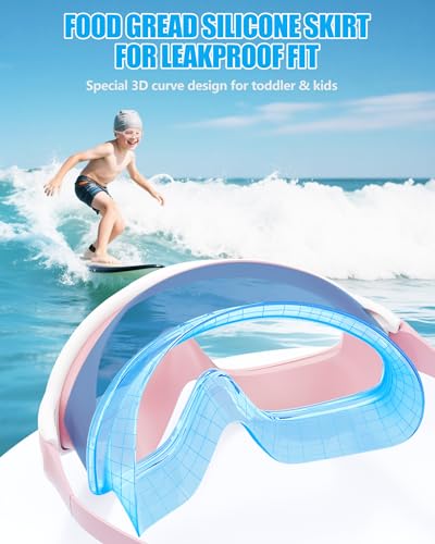 Aegend New Kids 2 Pack Wide View Swim Goggles, Anti-Fog/UV No Leak Goggles with Ear Plugs Kids 3-14 - color: Pink & Light Blue