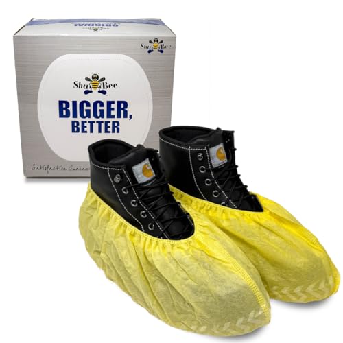 ShuBee Original Disposable, Extra-Large Boot and Shoe Covers, Thicker & Stronger, Durable Protection for Floors - 50 Pairs - color: Yellow