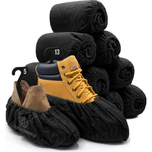 110 Pack Disposable Boot & Shoe Covers, Non-Slip Waterproof, Black - color: Black