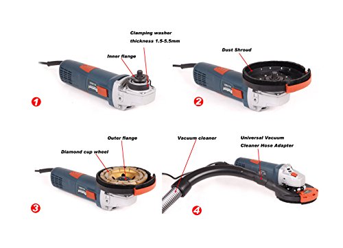 Expert Surface Grinding Dust Shroud for Angle Grinder, Universal 4.5/5-Inch + Diamond grinding cup wheel Dt1701-125D - size: 5 inch Dust Shroud+Diamond grinding cup wheel