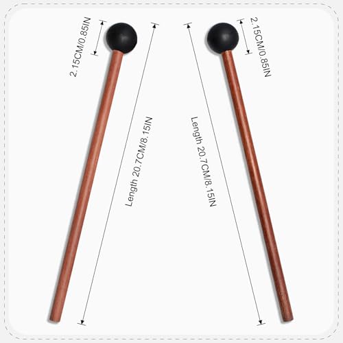 Lidguni Tongue Drum Mallets, Bell Mallets Glockenspiel Sticks, Rubber Xylophone Mallet Percussion with Wood Handle, 8.3", Black
