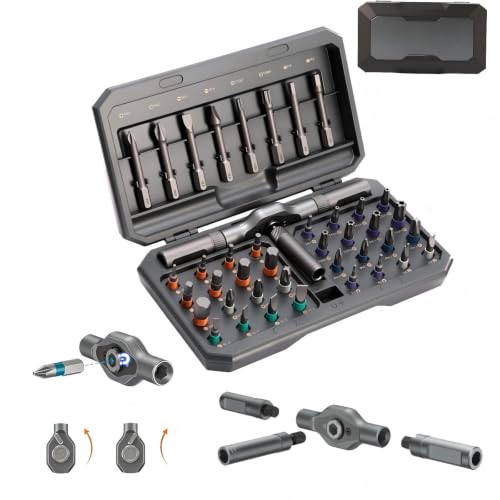 Asnish 42 in 1 Magnetic Ratchet Screwdriver Set with Precision Bits - color: Black-dark Gray, size: 42 In 1