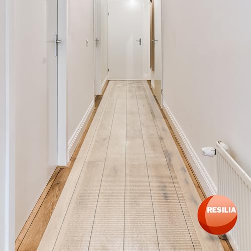 RESILIA Premium Clear Floor Protector Mat – Heavy-Duty Plastic Vinyl Covering for Hardwood, Tile, or Laminate Floors, Table, or Desk –American Modern Pattern 27" x 6' Waterproof Roll, Made in USA - size: 2'3" x 6'