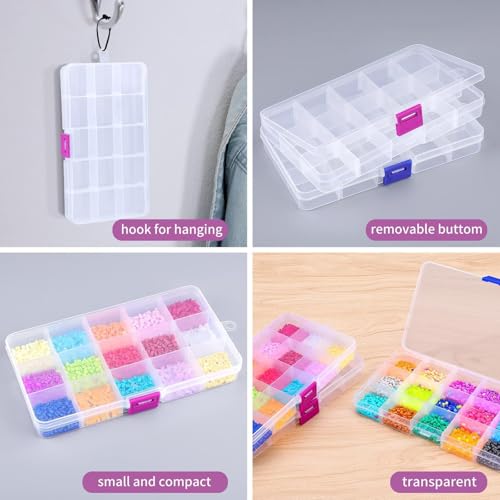 Opret Bead Organizer 15 Grids 8 Pack for Crafts - color: 8 pcs, transparent