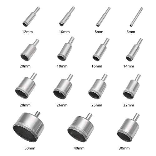 3 otters 15-Piece Diamond Hole Saw Kit for Plant Pots, DIY Gardening & Crafts - Easily Drill Drainage Holes in Ceramic, Terracotta, Glass & Tile, for Gardeners & Hobbyists, (6mm-50mm / 1/4"-2")