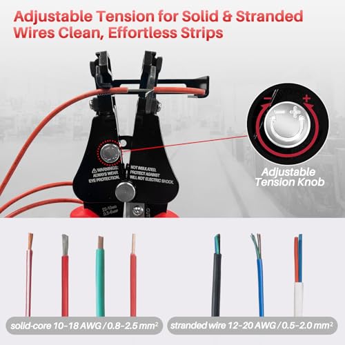 GKG Automatic Wire Stripper, 3 In 1 Adjustable Stripper/Cutter/Crimping Tool, Heavy Duty Automatic Electrical Wire Strippers for 8-20 AWG Solid and 10-22 AWG Stranded