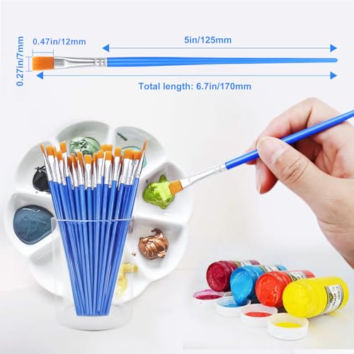 AROIC 180pcs Flat Paint Brushes Set, Small Brushes Bulk Nylon Hair - color: Blue, size: 180 Flat