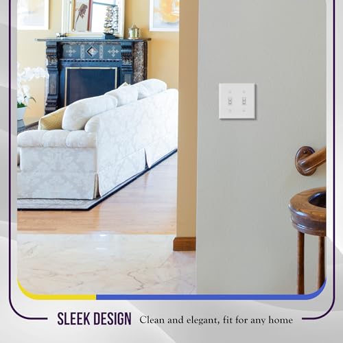 ENERLITES Double Toggle Light Switch Metal Cover Plate, 2-Gang White Matte - color: White Matte, size: Standard Size