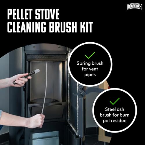 Brushtech Pellet Stove Cleaning Brush Kit, 3 inch Vent Pipe, 10 ft Rod
