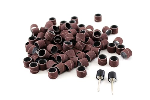 TEMO 100p 1/2" Grit 60 Coarse Sand Drum w 2p Mandrel for Dremel Rotary Tool - size: 1/2" #60