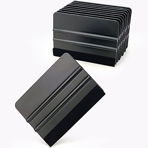 CCyanzi 4inch Vinyl Squeegee Tool Window Film Squeegee Decal Scraper Sign-Making Graphic Wallpaper Application, Felt Edge Protection Prevents Scratches - 10Piece Black - color: Black