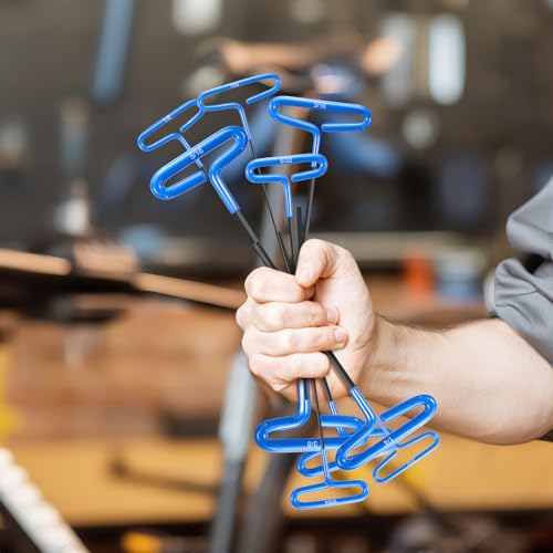 Honoson 10 Pcs T-Handle Allen Hex Key Wrench Set 9 Inch 3/32-3/8,Blue - color: Blue