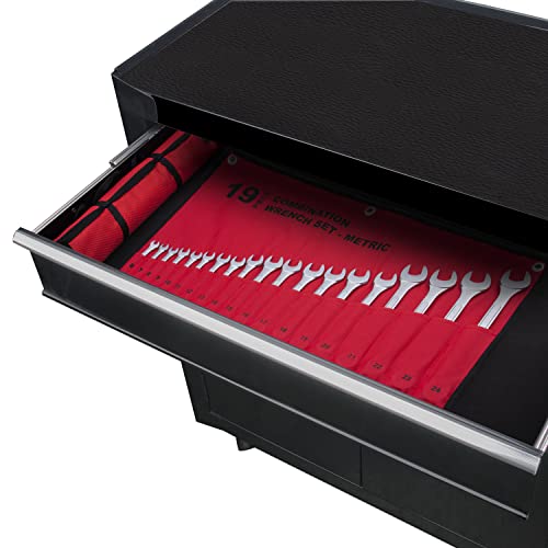 19-Piece Complete Metric Combination Wrench Set in Roll-up Pouch, No Skipped Metric Sizes 6mm - 24mm | Best Value Wrench Set, Ideal for General Household, Garage, Workshop, Auto Repairs, Emergency - size: 19-Piece Metric Set