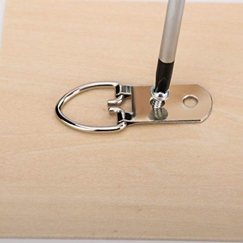 KEILEOHO 200 PCS Heavy Duty D Ring Picture Hangers with 400 PCS Screws, Double Hole D Hooks for Picture Hanging, Durable D Ring Hangers for Hanging Picture Frames, Mirrors, Picture