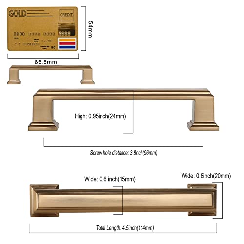 Amerdeco 10 Pack Champagne Bronze Cabinet Pulls 3-3/4 Inch(96mm) Hole Center Cabinet Hardware Kitchen Cabinet Handles for Bathroom Drawer Pulls Dresser Pulls ZH0001 | Cabient Hardware Kitchen Cabinet Handles for Bathroom Drawer Pulls Dresser Pulls ZH0001