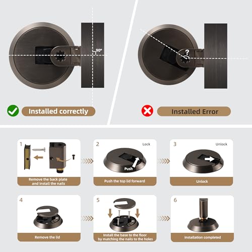 PANALI Windproof Door Stopper, Brass Mechanical Door Stop, 1 Pack, Grey - color: Gray