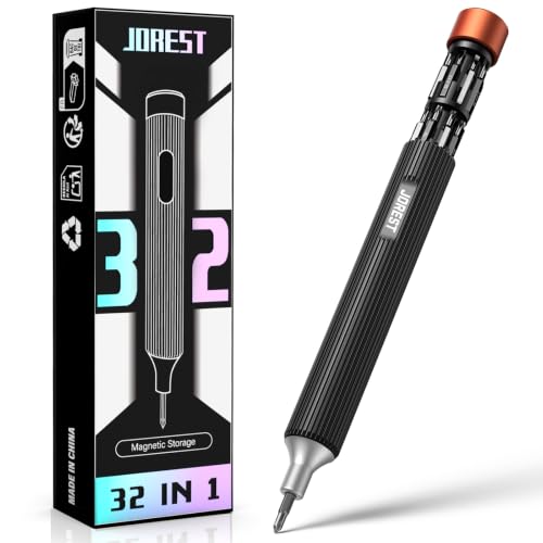 JOREST 32-In-1 Small Precision Screwdriver Set Magnetic, Eyeglass Repair Kit, Gadgets Gifts for Men, Multi Bit Mini Screwdriver with Torx Bits for Electronics, Glasses, PS5/4, Camera, Phone, Laptop - style: Black & Orange Contrast