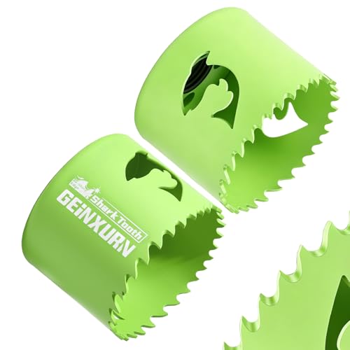 Geinxurn 2-1/8 Inch(54mm) Hole Saw, 2PCS HSS Bi-Metal Hole Saw Kit with Shark Tooth Hole Cutter for Wood,Drywall, PVC Boards and Thin Metal - color: 2 PCS 2-1/8"