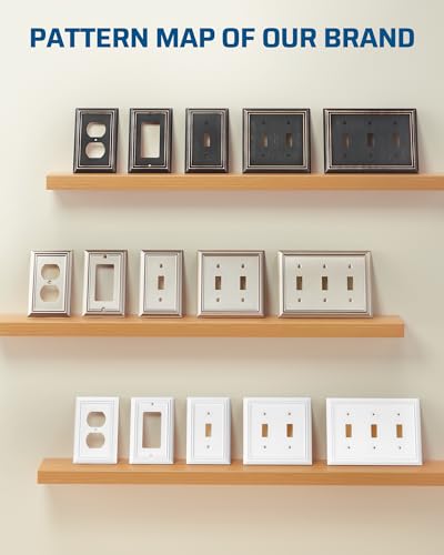 DEWENWILS Single Toggle Wall Plates, White Metal Light Switch Cover Plates - color: White, size: 1 Toggle 2PK