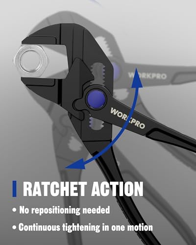 WORKPRO Mini Pliers Wrench, 4-Inch Wrench Pliers with Smooth Parallel Jaws - color: Black