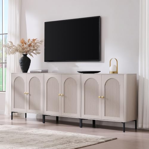 IFGET 92.63"W Modern Arch Sideboard Buffet Cabinet with Storage, Light Grey - color: Light Grey, size: 3 Pieces