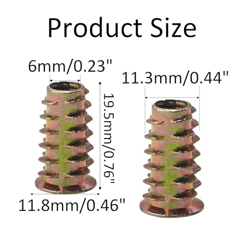 50PCS M6*20mm Threaded Insert Nuts Zinc Alloy Hex Socket Drive Furniture Screw-in Bolt Fastener Connector for Wood Furniture Assortment with Hex Spanner - size: M6x20mm