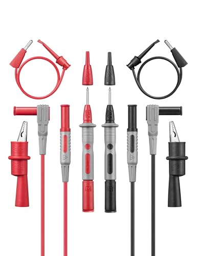AstroAI 8Pcs Multimeter Test Leads Set with Alligator Clips, Plunger Mini Hooks and Test Probes 1000V 10A CAT III & CAT IV 600V for Fluke, KAIWEETS, INNOVA Multimeter, Voltmeter, Clamp Meter - size: Test leads Set