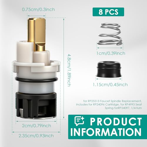 8 Pcs RP25513 Faucet Stem Replacement Compatible with Delta 2 Handle Faucet