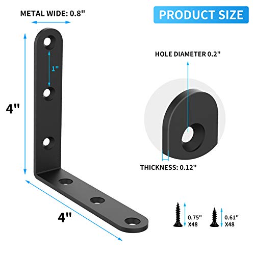 Shelf Brackets Corner Brace Black Steel L Brackets for Shelves Decorative Wall Mount Joint Angle Brackets for Shelf with Screws 16 Pack (4 x 4 Inch ) - size: 4x4 Inch-16 pcs