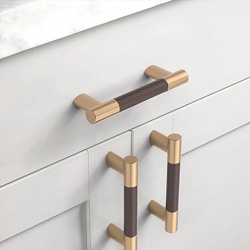 Champagne Bronze & Brown Knurled Kitchen Cabinet Pulls 3 Inch 10 Pack - color: Brown and Champagne, size: 3" Hole Center
