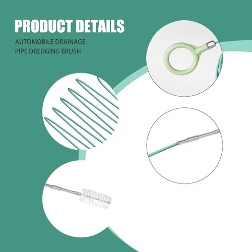1 PC Car Drain Hole Unblocker, 9.8Ft Flexible Door Sunroof Fuel Tank Cover Drain Hole Pipe Brush, Special Cleaning Tool for Leak Plugging, Universal for Car Refrigerator Dredging (Green)