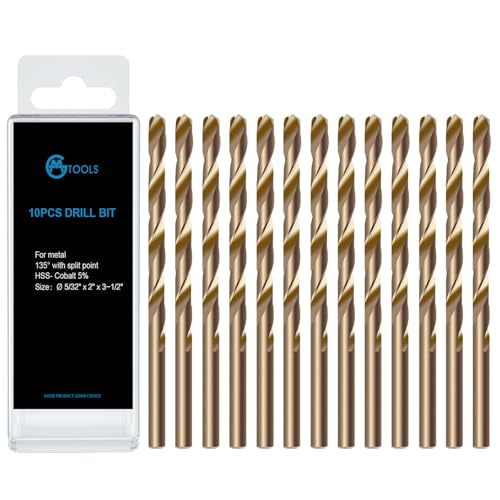 GMTOOLS 5/32 inch Cobalt Drill Bits, M35 HSS, 135 Degree Tip, Jobber Length Twist Drill Bit Set for Hard Metal, Stainless Steel, Cast Iron, Wood and Plastic, with Storage Case, Pack of 13 - style: M35-5/32-13PCS