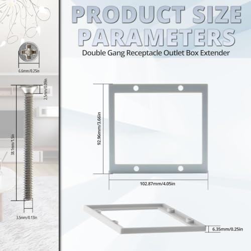 1/4" Double Gang Electrical Box Extender, Gray, Pack of 3 - color: Gray-1/4"