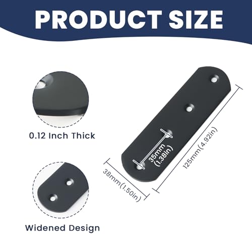 Alise 4 Pcs Black Flat Mending Plates for Wood Furniture,125x38mm - color: Matte Black, size: 125mmX38mm