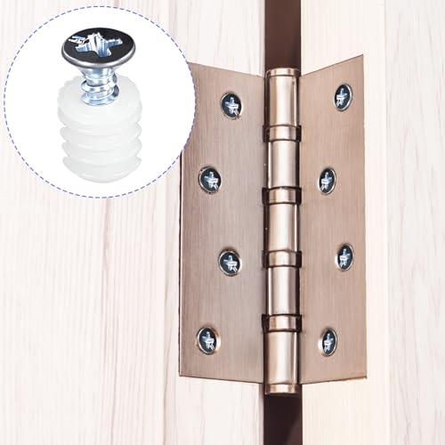 100 Pack Plastic Hinge Dowel Inserts with Screws, Plastic Dowel 8mm White Dowels Cabinet Door Hinge Dowels for Cabinet Door Drawer Bedside Table Repair Installation Replacement Bathroom Kitchen