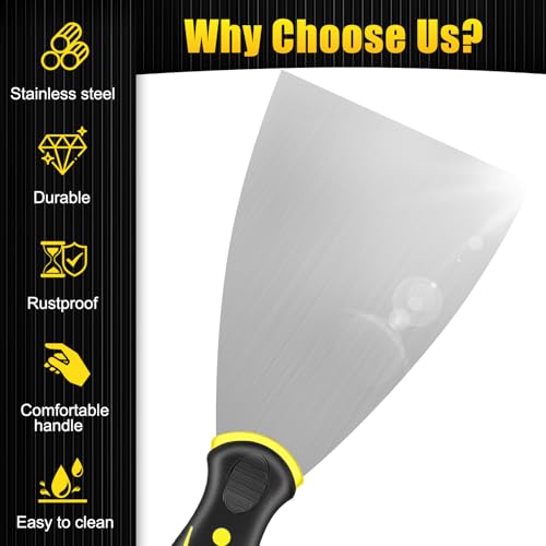 Putty Knife Set, Stainless Steel Spackle Knife Paint Scraper Tool Wallpaper Scraper (4PCS-2"")