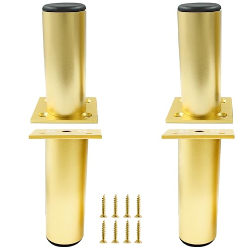 4-Pack Adjustable Aluminum Alloy Furniture Legs 4" Height Gold - color: Gold, size: 4 Inch