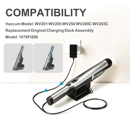Charger Cord Kit for Shark WV201 WV205 WV250 WV200C WV203C Vacuum for Shark WV200 Series ION W1Cordless Handheld Vaccum of 10.8V XFBT200 Model Battery