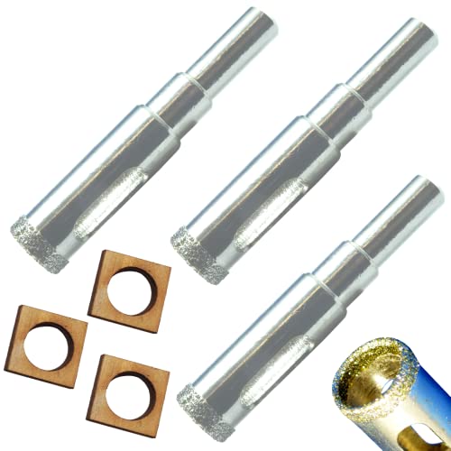 1/2" Diamond Drill Bit for Glass Bottles - Kit Includes Drill Guide for Straight Holes - size: 13mm 1/2" 3 Pack