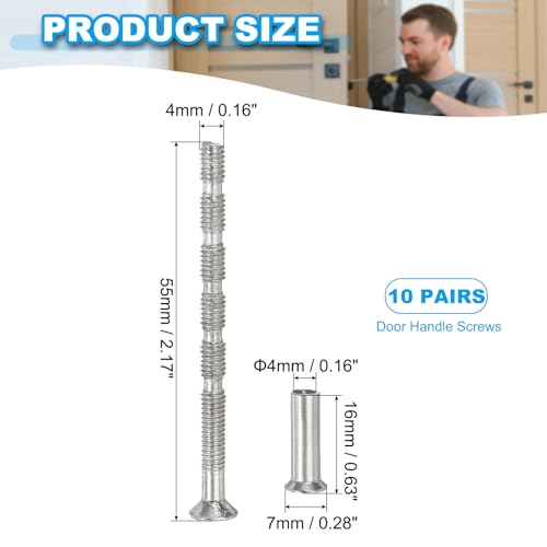 PATIKIL Cabinet Handle Screws M4 x 55mm Break Away Screw with Sleeve 10Set - size: M4 x 55mm