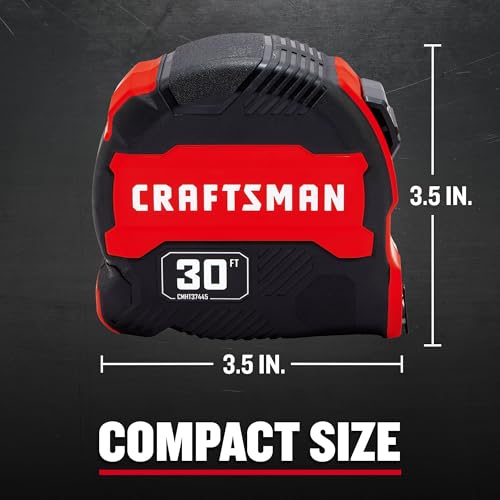 CRAFTSMAN 30-ft Tape Measure with Fraction Markings, Retractable (CMHT37445S) - size: (Pack of 1)