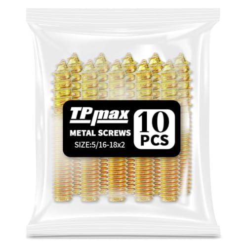 TPmax 10 Pack 5/16-18 x 2 Inch Hanger Bolts Double Headed Bolts Self-Tapping Screw Hanger Bolts for Furniture (5/16-18" x 2") - size: 5/16-18" x 2"