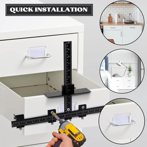 Cabinet Hardware Jig,Aluminum Alloy Cabinet Handle Template Tool-Cabinet Jig for Fast and Accurate Installation of Handles and Pulls (Black-Box) - color: BLACK-BOX