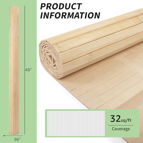 Art3d 48 x 96 in Natural Bamboo Wall Panel, 2-Pack, Light-Carbonized - color: Light-carbonized, size: 2-48 inches x 96 inches