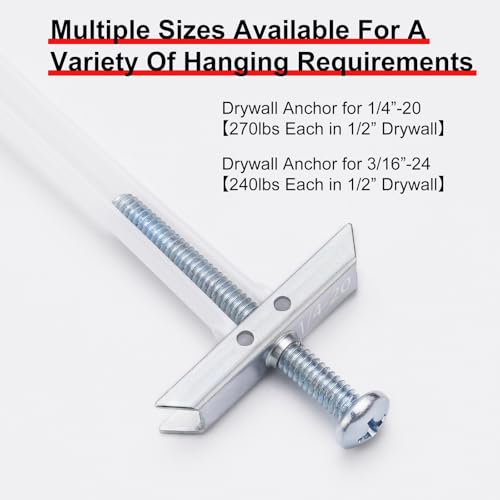 14 Pack Drywall Anchor with Included Bolts for 1/4-20 Fastener Size - size: 1/4"-20：Pack of 14