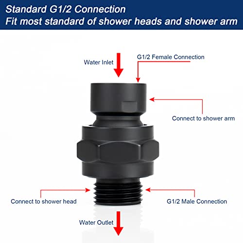 NearMoon Shower Head Swivel Ball Adapter - Solid Brass Shower Connector Ball Joint Adjustable Universal Shower Arm Extension Component (Matte Black) - color: Matte Black