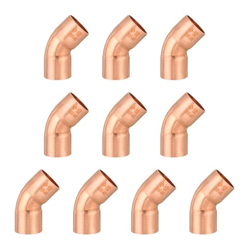 10 Piece EFIELD 1/2" C X C Copper 45 Degree Short Turn Elbow - size: 1/2"x1/2", style: 45 Degree